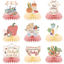 Locally Grown Baby Shower Decorations: 9 Pcs Farmers Market Baby Shower Honeycomb Decoration, Home Grown Party Supplies