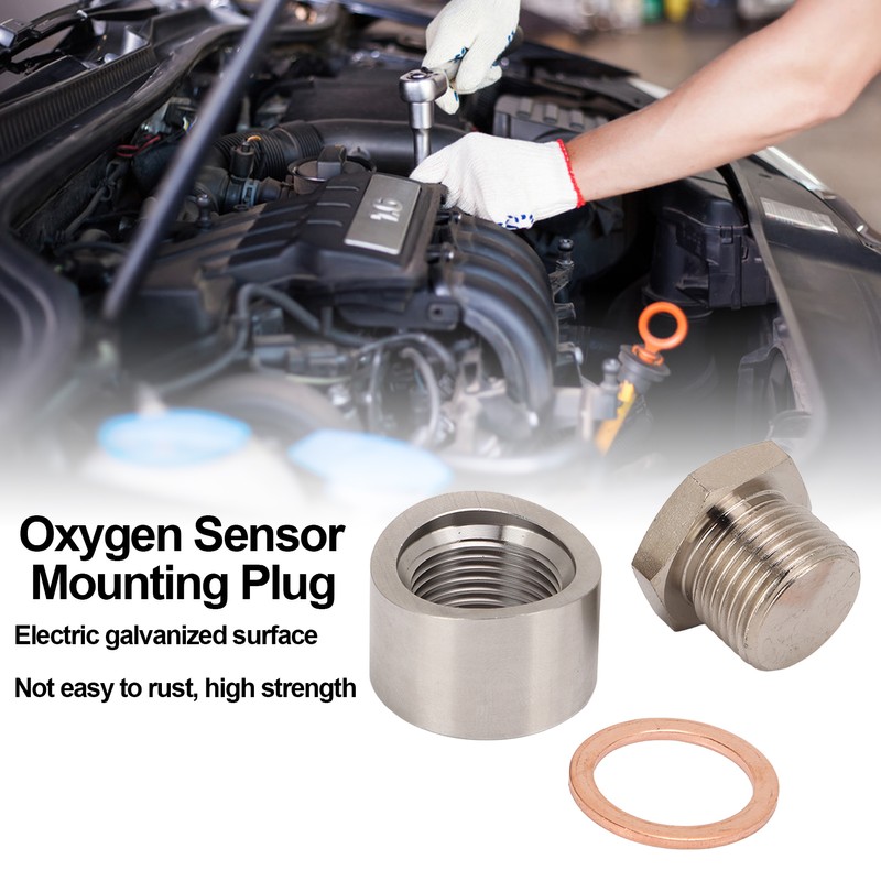 Oxygen Sensor Adapter Metal Mounting Bung Plug Gasket Fittings Auto