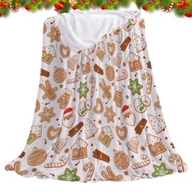 Copbopwn Christmas Blanket Christmas Throws for Sofa Christmas Fleece Blanket Gingerbread Snowmen Christmas Trees Xmas Blanket Christmas Bed Throw Christmas Throw for Bed,100 x 150 cm (Gingerbread)