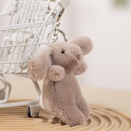 VINWO Cute Bunny Plush Keychain for Backpack, Mini Rabbit Charm Accessories Pendant Gift for Women (Gray Pink)