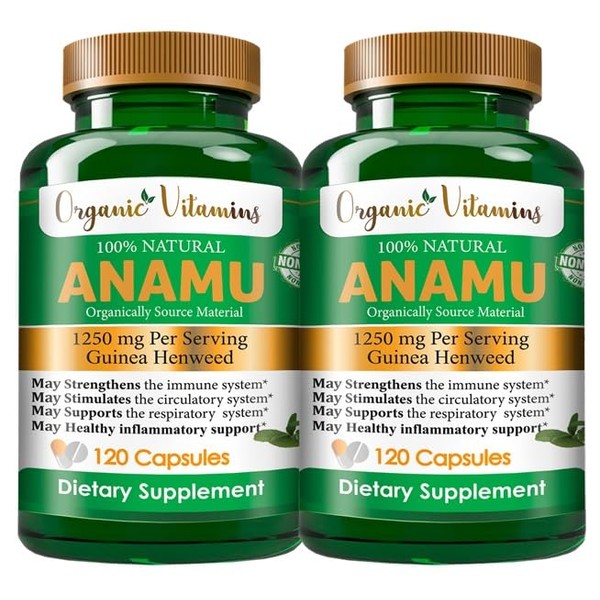 Organic Vitamins Anamu 1250mg 100% Organically Grown 240 Capsules Total Petiveria Allicea Guinea Hen Weed Vitamisan