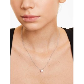 Silvora Women's Silver Necklace with Heart/Moon/Star/Round Pendant, Women's Basic Chain Layered Silver Necklace 45 + 5 cm Long, Layered Silver Chain Heart Necklace for Women, Sterling Silver