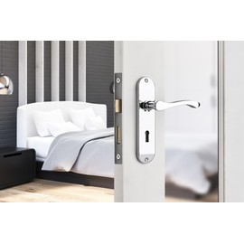 Designer Levers - Capri Contemporary Design Lever Door Handle - 1 Pair - Polished Chrome - 180 x 40mm - Locking Door Handle