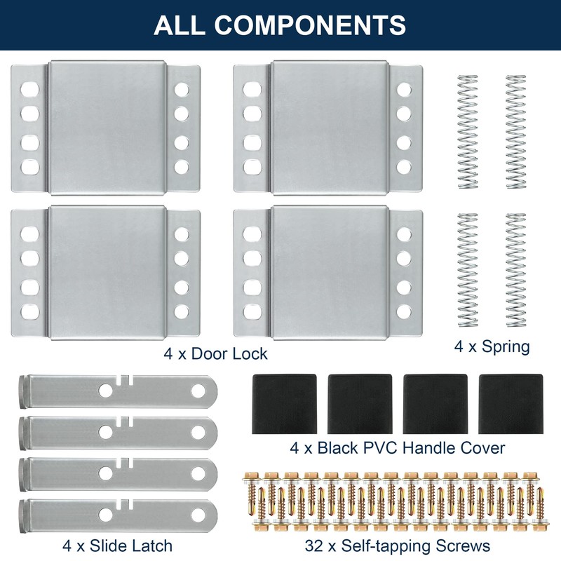 4 Pack Garage Door Side Lock with Self Tapping Screws,