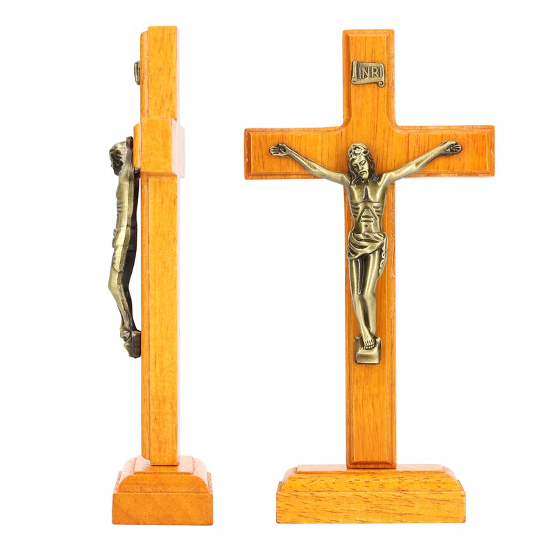Crucifix Wooden Hand Made Standing Catholic Jesus Crucifix Wall Cross