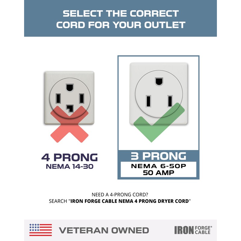 Iron Forge Cable NEMA 6-50 Extension Cord with Open End