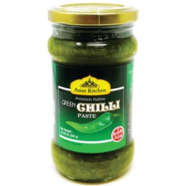 Asian Kitchen Green Chilli Cooking Paste 10.58oz (300g) Glass Jar ~ Vegan | Gluten Free | NON-GMO | No Colors | Indian Origin