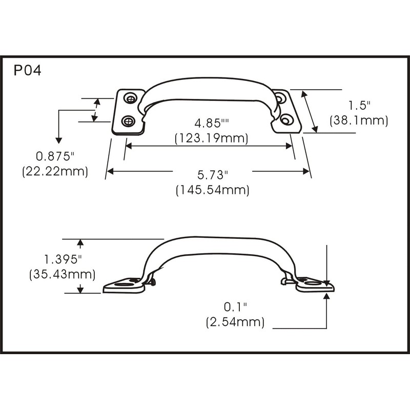 QCAA Door Pull, 5-3/4", Steel, Black Coated, 2 Pack, Made