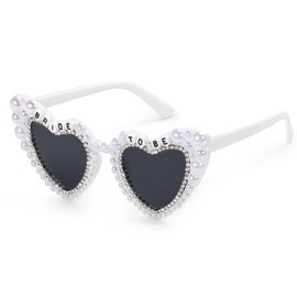 Etercycle Heart Sunglasses, Bride To Be Sunglasses For Bachelorette, Fashion Bride Gifts Pearl Rhinestone Heart Glasses Bachelorette Party Accessories