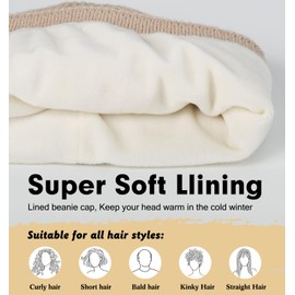 Beanie for Men, Stretchy Soft Cuffed Wooly Beanie with Thick Warm Lining, Unisex Classic Winter Hat, Gifts for Women/Men/Her/Him/Dad (Light Cream Yellow)