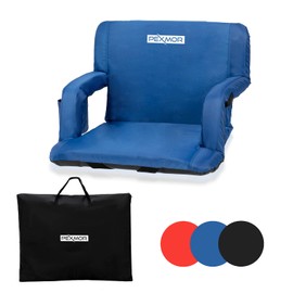 PEXMOR 25” Stadium Seats for Bleachers w/Back Support, Folding 5-Reclining Position Bleacher Chair w/Cushion & Armrest, Portable Padded Stadium Chair w/Pockets, Carrying Bag