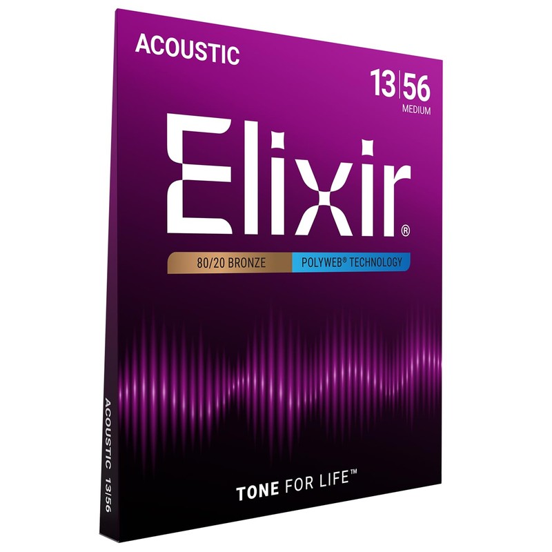 Elixir Strings, Acoustic Guitar Strings, 80/20 Bronze with POLYWEB Technology,
