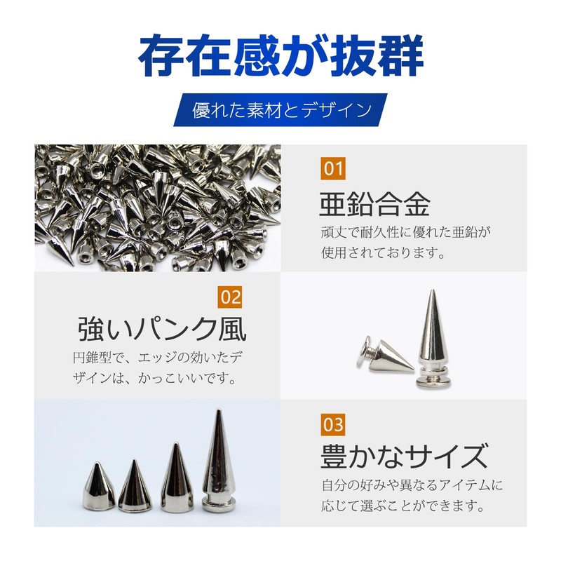 Mesanda 100/50 Pcs Studs Parts Tacks Cone Spikes Rivets Conical
