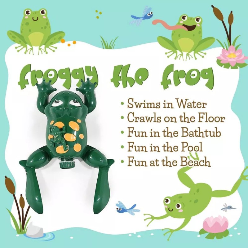 Think Fast Toys Froggy The Frog: Vibrant Green Bath Buddy