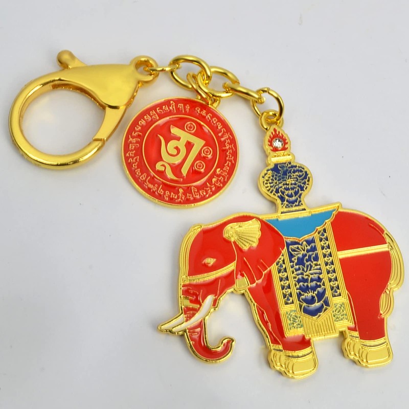 Red Prosperity Elephant Amulet Keychain Purse Pendant Handbag Charm, elephant