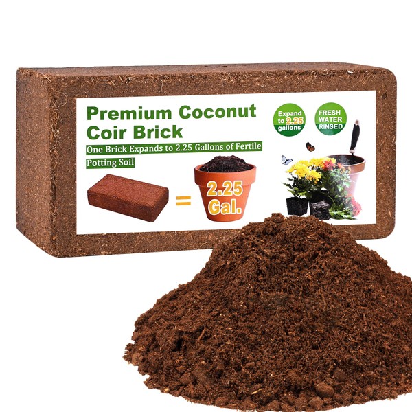 Organic Coco Coir 1 Pcs Compressed Coconut Coir Brick Coconut Fiber Husk Substrate Mulch Coconut Bark Core Growing Medium Peat Moss Soil High Nutrition for Plants Gardening Seed Starting Soil Mix