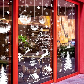 DXTXTJ Large Christmas Window Stickers, 9 Sheets Christmas Window Decorations,Reusable Stereo Window Clings,White Snowflake Window Stickers for Xmas Window Decoration