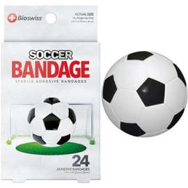 BioSwiss Bandages, Soccer Ball Shaped Self Adhesive Bandage Set, Latex Free, Sterile Wound Care, 24 Count
