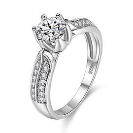 Uloveido Fashion Engagement Wedding Rings for Bridal Women Cubic Zirconia Promise Rings White Gold Plated for Girls Size 5 Y027