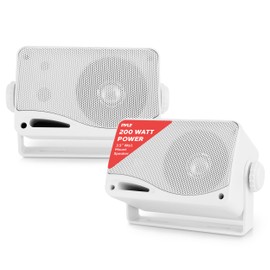 Pyle Pyle 3-Way Weatherproof Outdoor Speaker Set - 3.5 Inch 200W Pair of Marine Grade Mount Speakers - in a Heavy Duty ABS Enclosure Grill - Home, Boat, Poolside, Patio, Indoor Outdoor Use -PLMR24 (White)