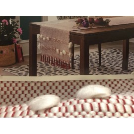 Opalhouse Extended Length Tassel Table Runner Red Pom Boho Christmas 18” X 90”