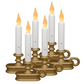 Xodus Innovations FPC1215B-6 Battery Operated Dusk to Dawn Light Sensor Window Candle with Flicker or Steady On Flame Setting, Pack of 6