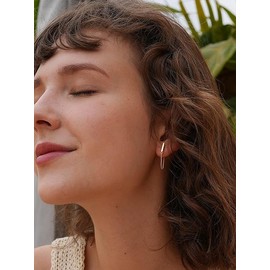 S.Leaf Cubic Zirconia Stud Earrings with Chain Sterling Silver Chain Earrings for Women Cubic Zirconia Bar Ball Pearl Butterfly Dangle Earrings for Women (03_Bar_Gold)