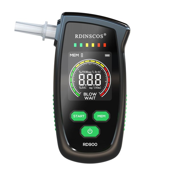 Breathalyzer RDINSCOS Alcohol Tester,High Precision Alcohol Breathalyze,Breathalyser Test for UK with LCD Color Display,Support Breath Analyser Alcohol for Personal and Professional Use