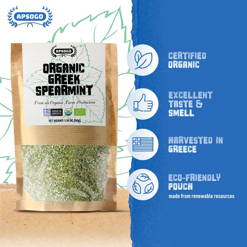 APSOGO Organic Spearmint - Premium Greek Herbal Tea & Culinary