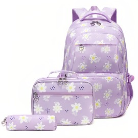 VIDOSCLA Girls Daisy Backpack Elementary Students BookBag School Bag for Kids