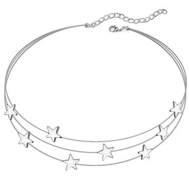 Suyi Dainty Multilayer Stars Choker Necklace Layering Bohemian Chain Clavicle Necklace for Women Sliver