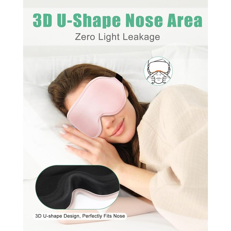 Máscara de dormir 3D BeeVines, máscaras opacas para dormir (paquete
