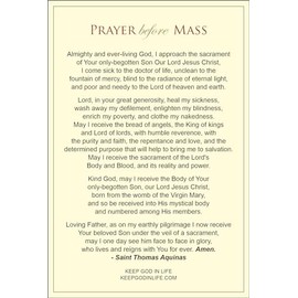 Prayer Before and After Mass LAMINATED Holy Card (3-pack) with Two Free Prayer Cards Included