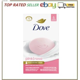 Dove Beauty Bar Soap Pink Rosa 6 Count for Soft, Smooth Skin, Cleans & Moisturi
