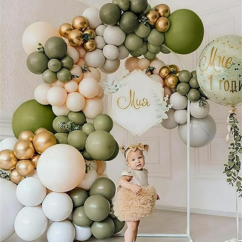 PartyWoo Sage Green Balloons 120 pcs Olive Balloons Different Sizes