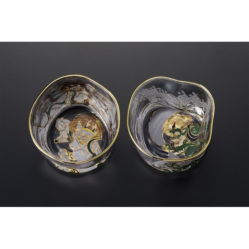 ADERIA S6226 Japanese Sake Glasses, Fujin and Thunder Sake Glass