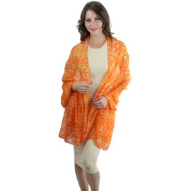 ToBeInStyle Women's Burnout Print Tribal Triangle Infinity Scarf - Orange