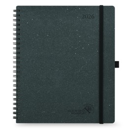 POPRUN Calendar 2026 Weekly Planner Ring Binder, Approx. A4 (26.5 x 21.5 cm), Made from Renewable and Environmentally Friendly Materials, 2026 Diary with 80 GSM Recycled Paper - Black Grey