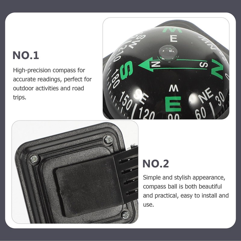 Car Compass Ball Adjustable Dashboard Navigation for Vehicles and Boats