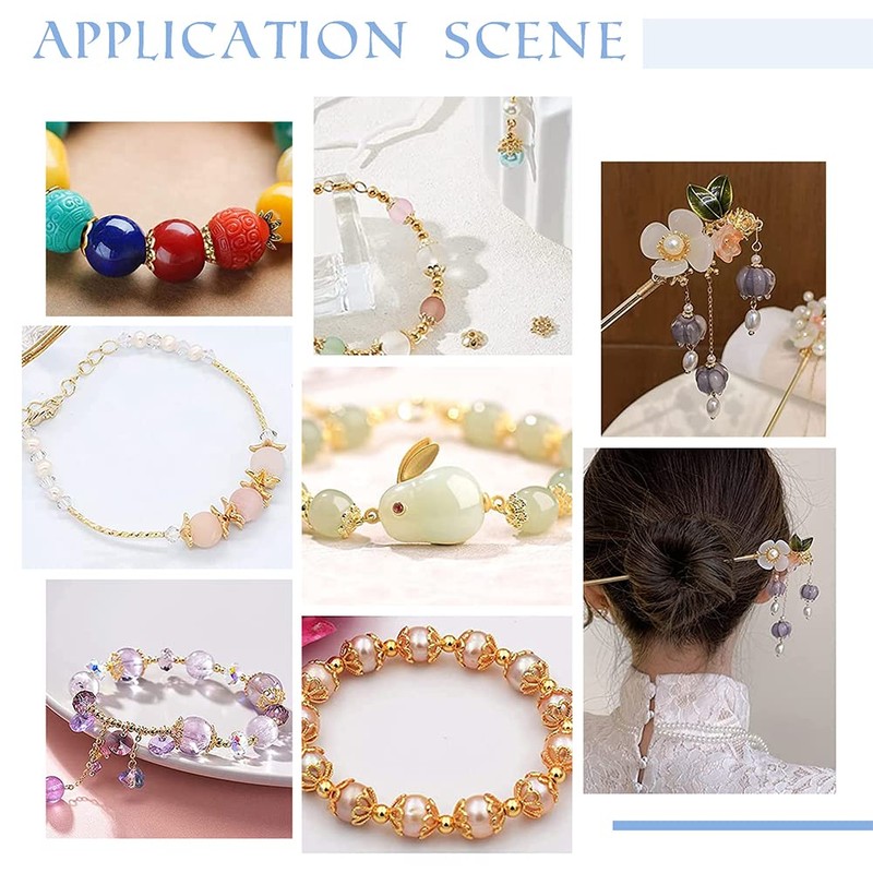 UNICRAFTALE 300個 長さ5.5mm 304ステンレススチール マルチペタルビーズキャップ 中空フラワーコーン メタル フィリグリー ビーズキャップ スペーサー