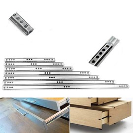 2pcs 310(12")(L)17mm(W) Full Extension Side-Mount 2 Folds Structure Ball Bearing Sliding Drawer Slides
