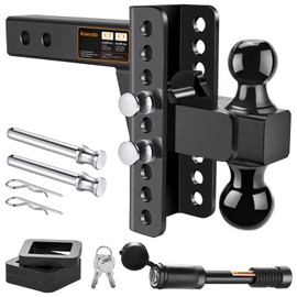 Adjustable Trailer Hitch -Drop Hitch-Tow Hitch with 2 inch Receiver-6inch Drop/Rise, 2" & 2-5/16" Ball Hitches for Trucks, 20,000 LBS GTW, Trailer Hitches with Anti-Theft Pin, Black…