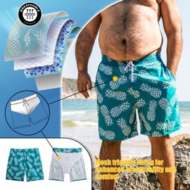 BRISIRA Big and Tall Swim Trunks for Men Bathing Suit with Mesh Lining Quick Dry Board Shorts Beach Swimsuit Pocket