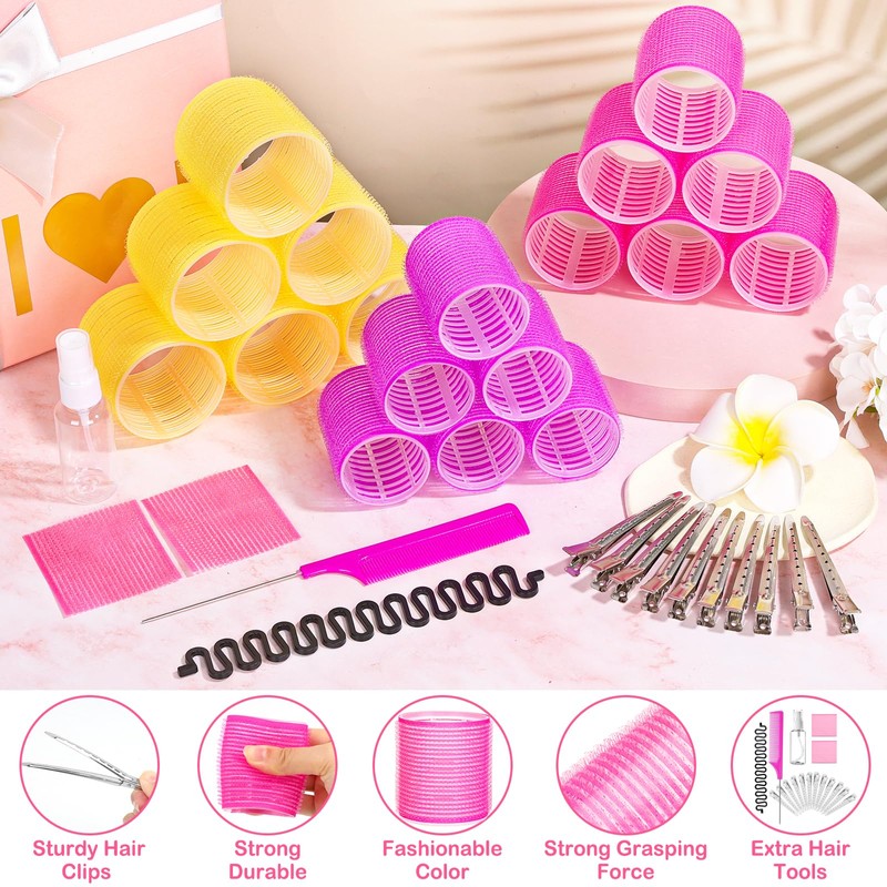 41 Pcs Jumbo Hair Curlers Rollers with Clips Big Hair