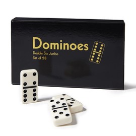 CHH Black/Cream Color Double 6 Jumbo Size Domino Tiles in Cardboard Box