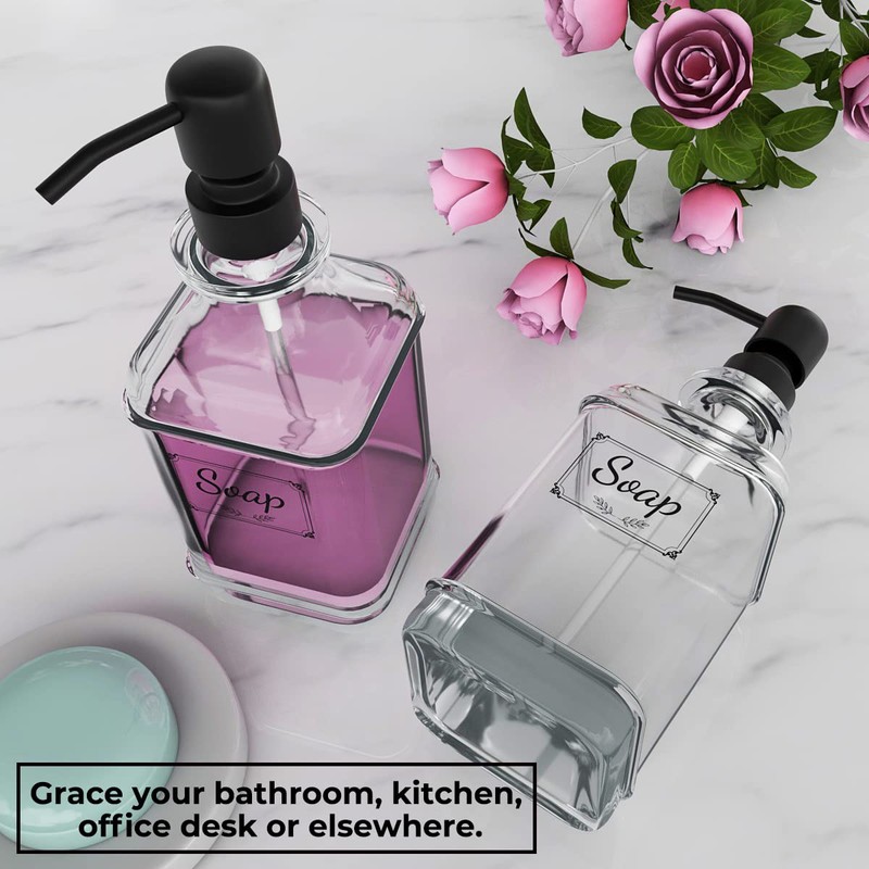 GLADPURE 2 Pack Soap Dispenser, 18 Oz Antique Design Thick