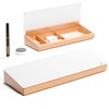 Aesthetic Glass Desktop Whiteboard with Wooden Organizer