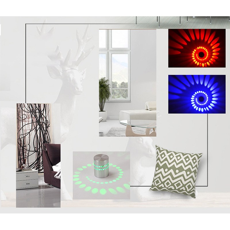 3W RGB LED Wall Light Lamp Spiral Hole Luminous Lighting