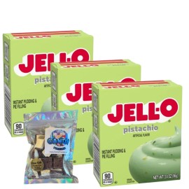Jell-O Pudding 3.4oz Box(3-Pack) 1oz Freeze-Dried Ice Cream Bites (Pistachio)