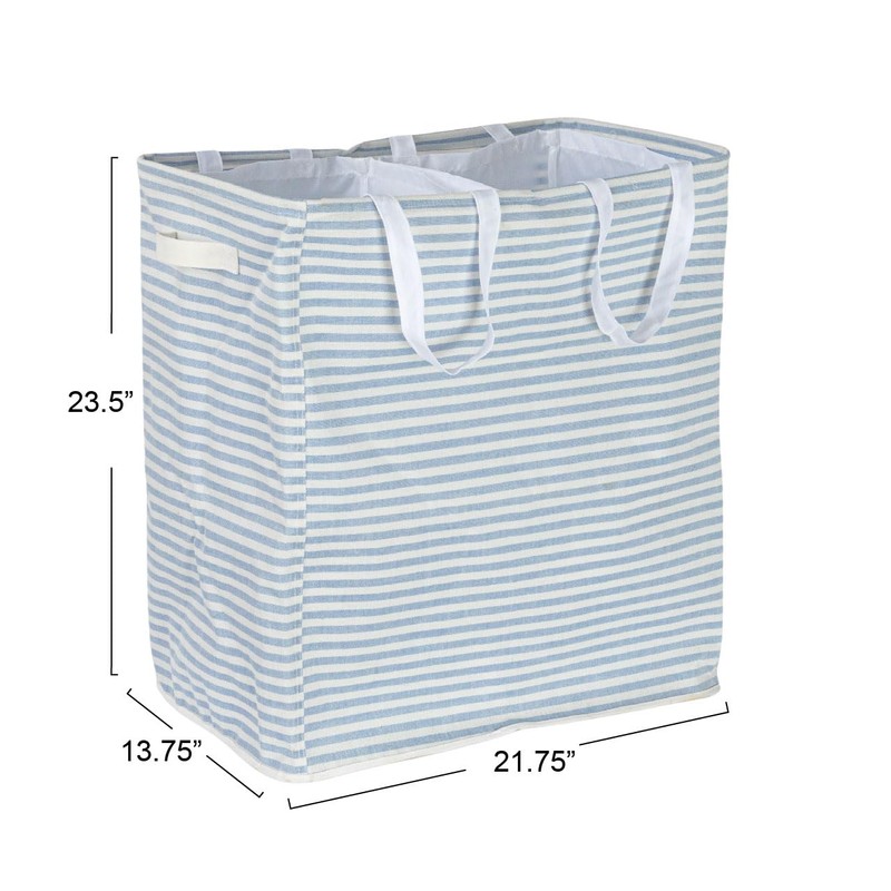 Household Essentials Rectangular Double Sorter with Handles, Blue and White